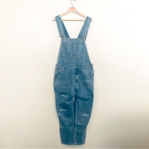Sandrine Rose x Free People Distressed Denim Overalls Size Medium NWT - Picture 4 of 13